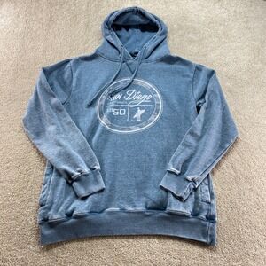 EMI Sportswear Hoodie Mens Small Blue San Diego California Graphic Sweatshirt